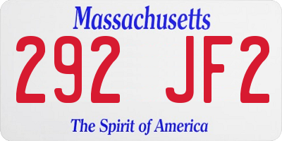 MA license plate 292JF2