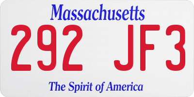 MA license plate 292JF3