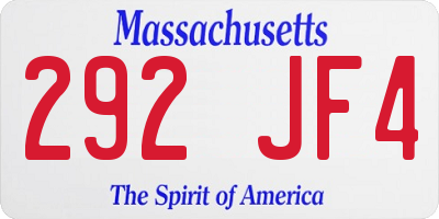 MA license plate 292JF4