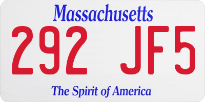 MA license plate 292JF5