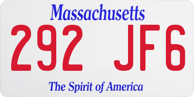 MA license plate 292JF6