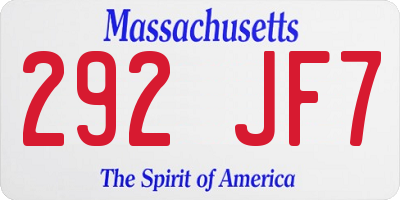 MA license plate 292JF7