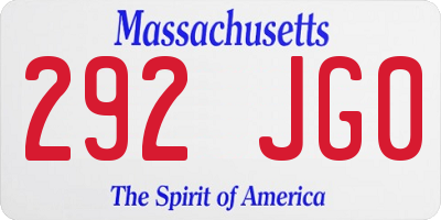 MA license plate 292JG0
