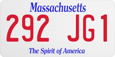 MA license plate 292JG1