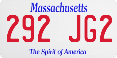 MA license plate 292JG2