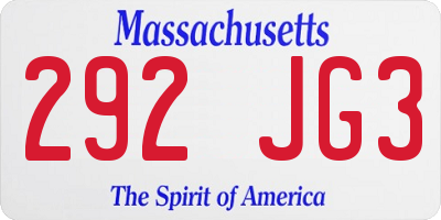 MA license plate 292JG3