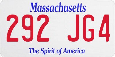 MA license plate 292JG4