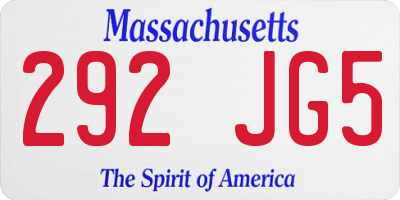 MA license plate 292JG5