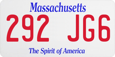 MA license plate 292JG6