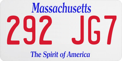 MA license plate 292JG7