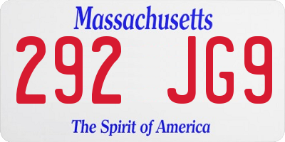 MA license plate 292JG9