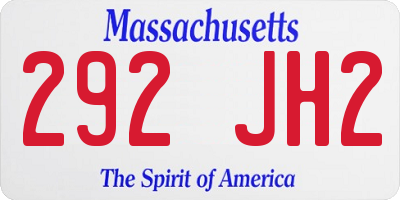 MA license plate 292JH2