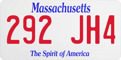 MA license plate 292JH4
