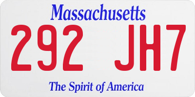 MA license plate 292JH7