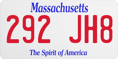 MA license plate 292JH8