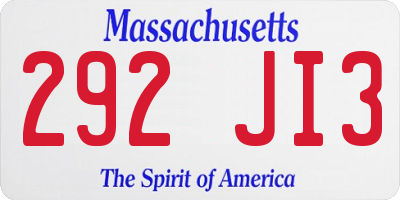 MA license plate 292JI3