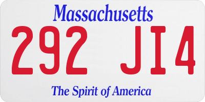 MA license plate 292JI4