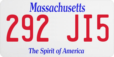 MA license plate 292JI5