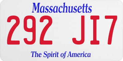 MA license plate 292JI7