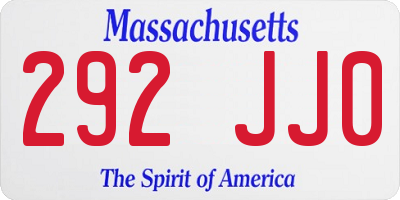 MA license plate 292JJ0