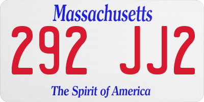 MA license plate 292JJ2