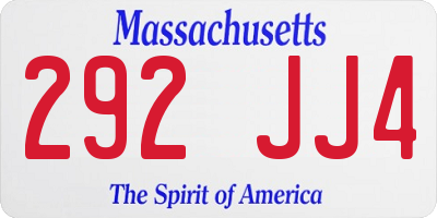 MA license plate 292JJ4