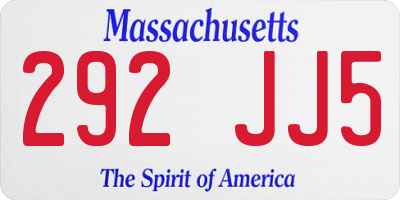 MA license plate 292JJ5