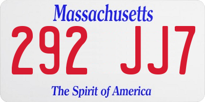 MA license plate 292JJ7