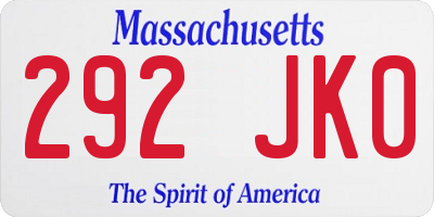 MA license plate 292JK0