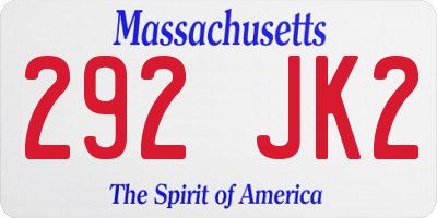 MA license plate 292JK2