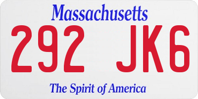 MA license plate 292JK6