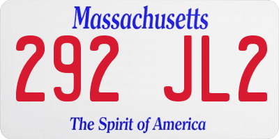 MA license plate 292JL2
