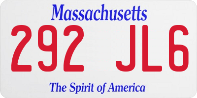 MA license plate 292JL6