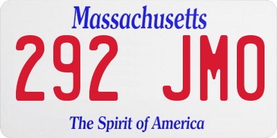 MA license plate 292JM0