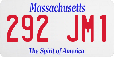 MA license plate 292JM1