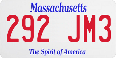 MA license plate 292JM3