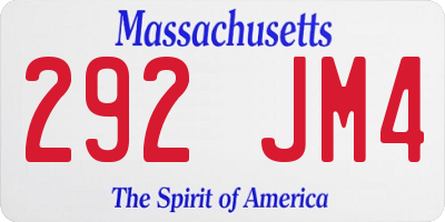 MA license plate 292JM4