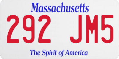 MA license plate 292JM5