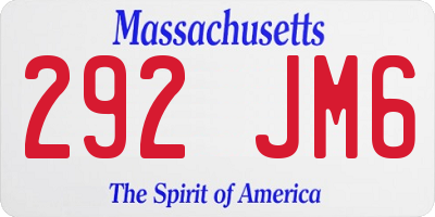 MA license plate 292JM6