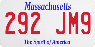 MA license plate 292JM9