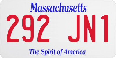 MA license plate 292JN1