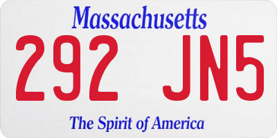MA license plate 292JN5