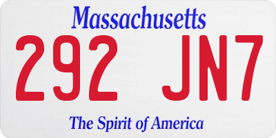 MA license plate 292JN7