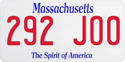 MA license plate 292JO0
