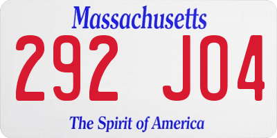 MA license plate 292JO4