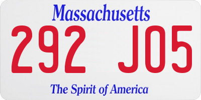 MA license plate 292JO5