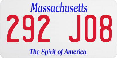 MA license plate 292JO8