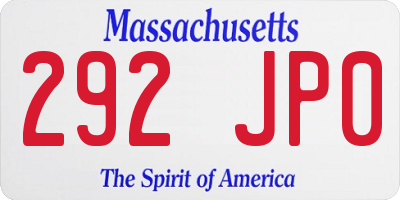 MA license plate 292JP0