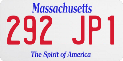 MA license plate 292JP1