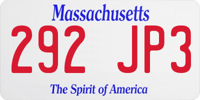 MA license plate 292JP3
